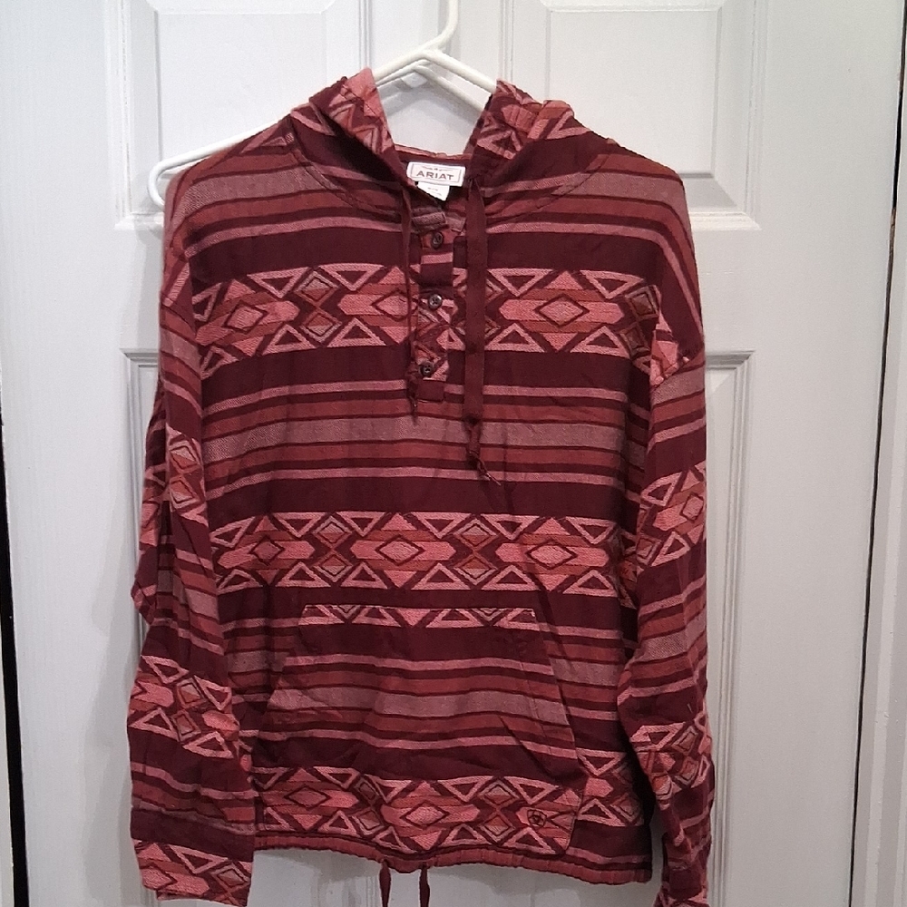 Ariat Women's Burgundy and Pink Patterned Hoodie